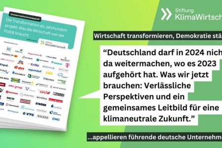 Klimaneutralität: Wirtschaft fordert politischen Mut und Entschlossenheit
