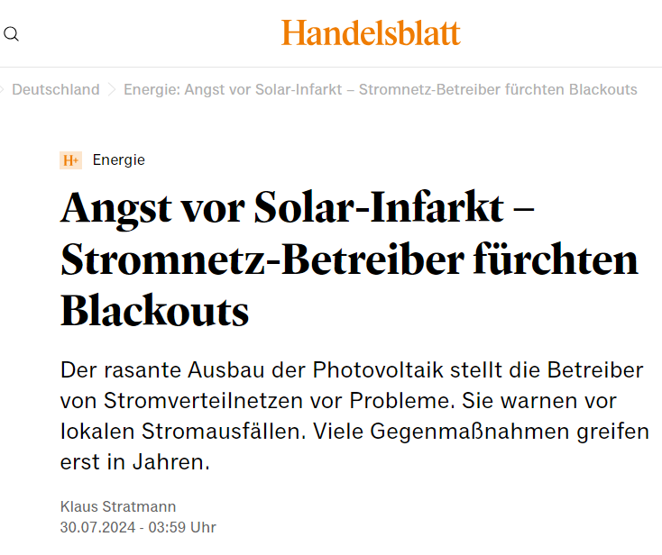 Angst vor Solar-Infarkt - Stromnetz-Betreiber fürchten Blackouts