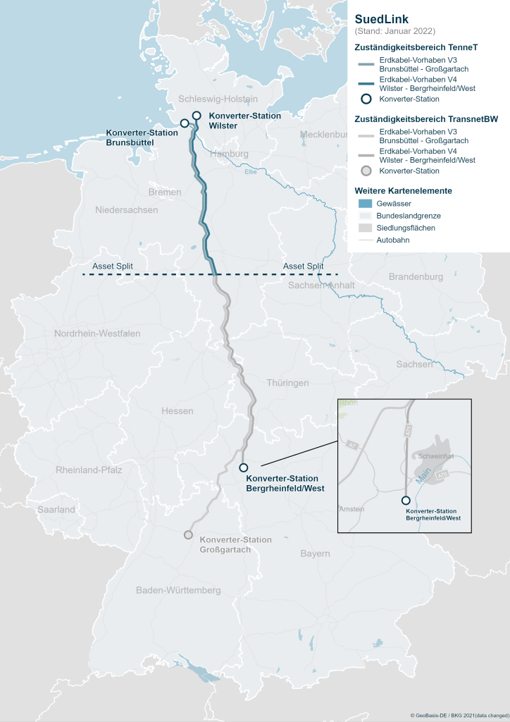 Suedlink Stromautobahn Streckenverlauf